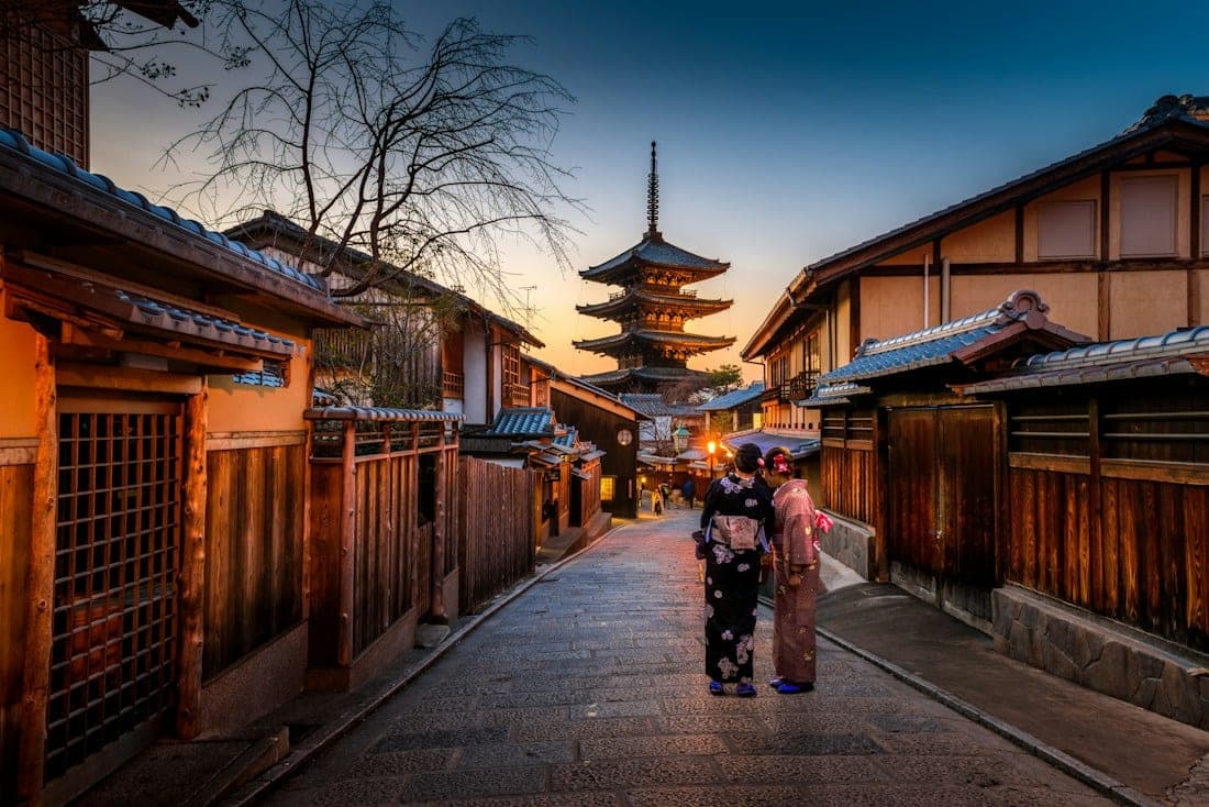 A traditional street in Kyoto, Japan